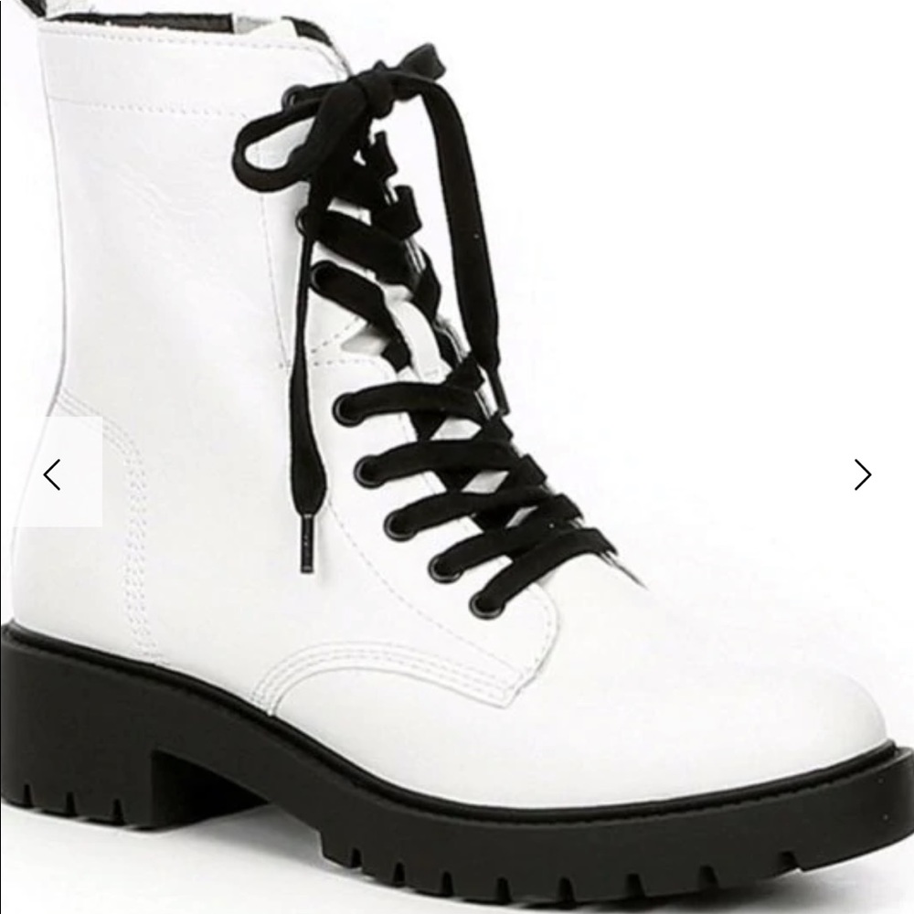 Steve Madden White Combat Boots in size 6